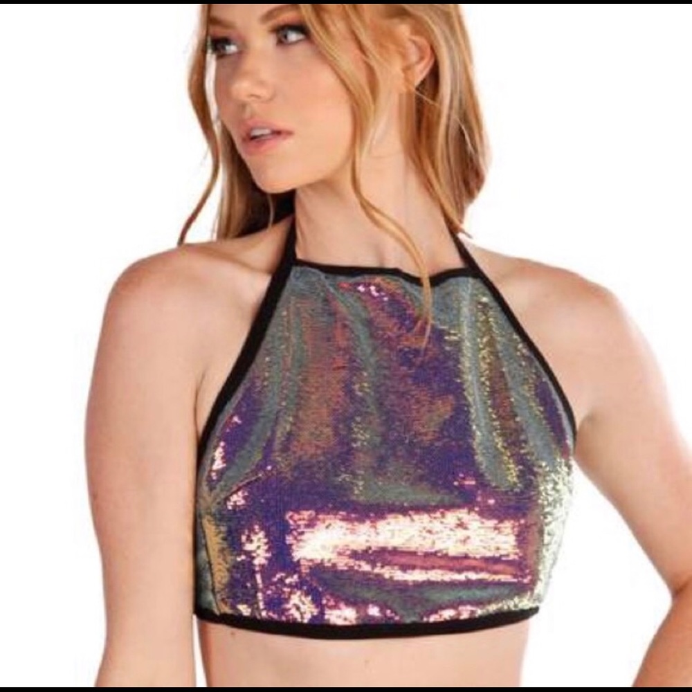 iHeartRaves Sequin Halter Top